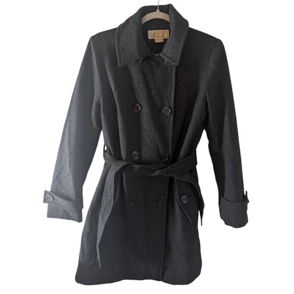 MICHAEL KORS Grey Wool Trenchcoat Size 6 - Picture 3 of 4